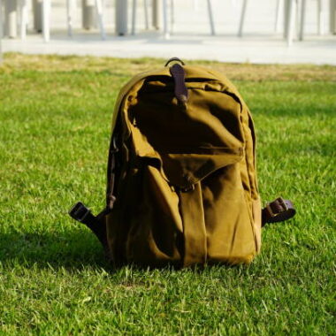 Backpack on grass